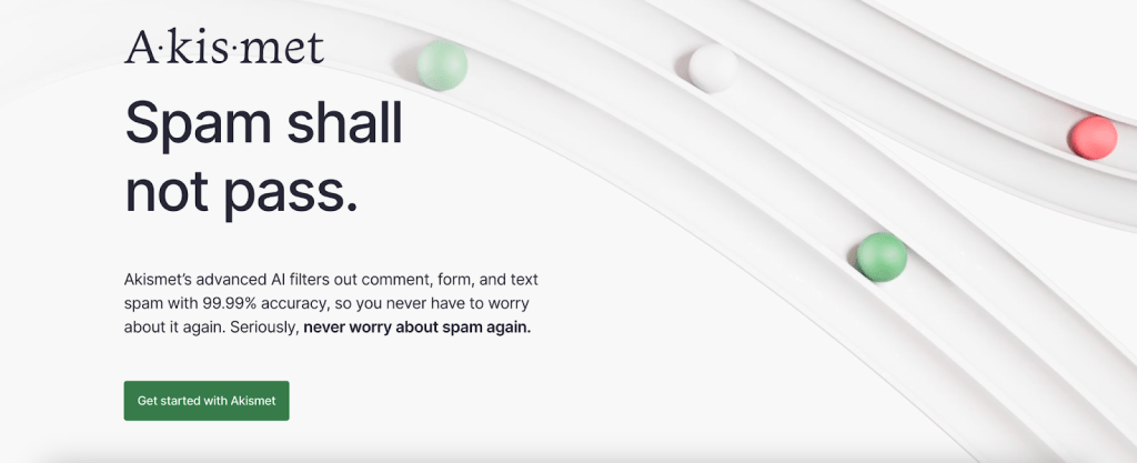 Screenshot of Akismet's homepage