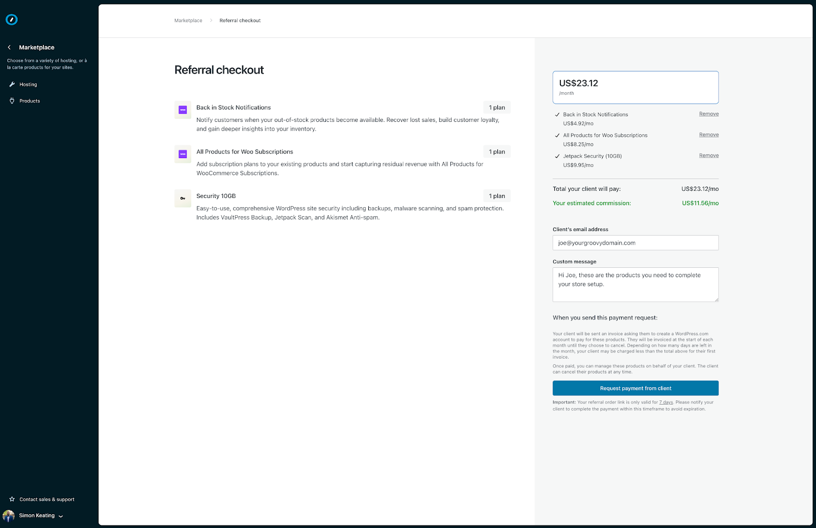 Referral checkout experience with Automattic for Agencies
