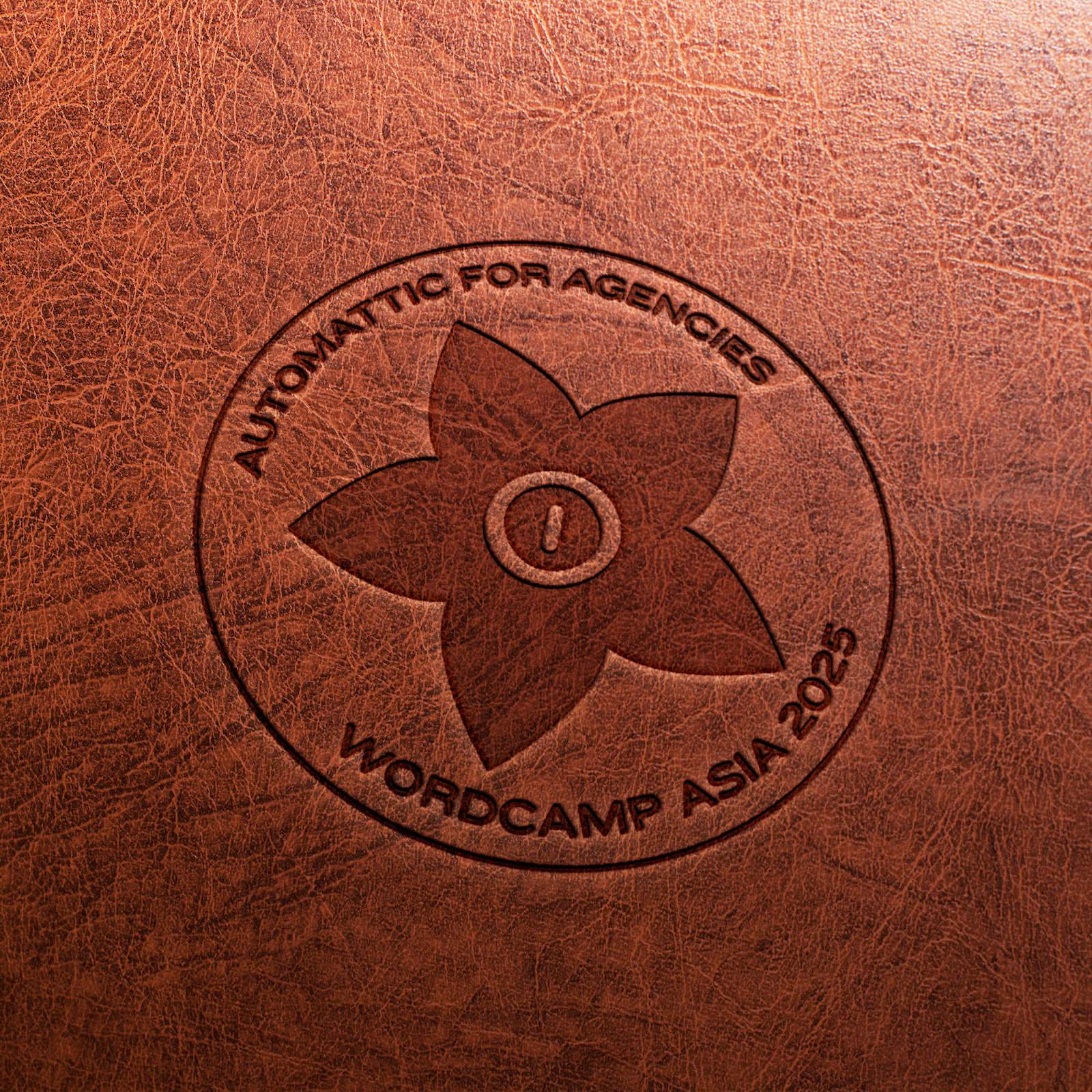 mockup of leather Automattic for Agencies coaster