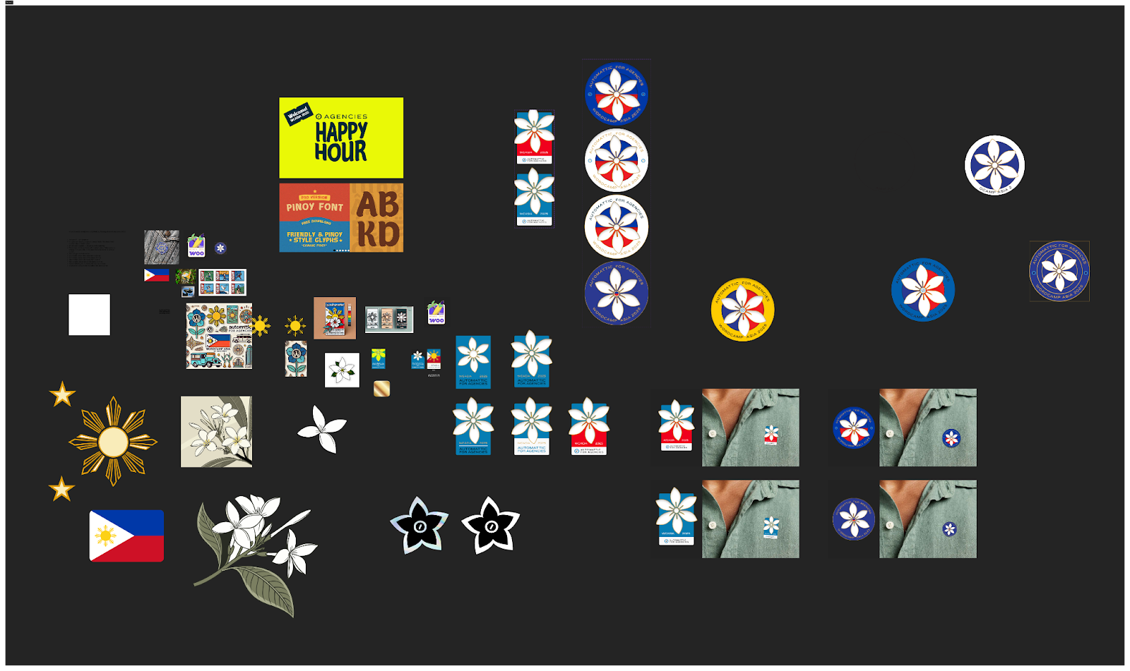 various drafts and concepts for WordCamp Asia design