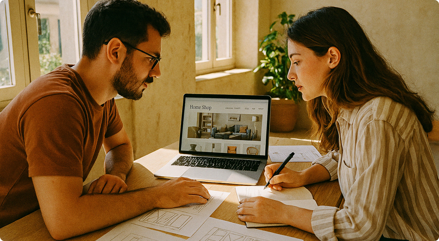 Inspry Case Study Image: Two people are planning a website layout