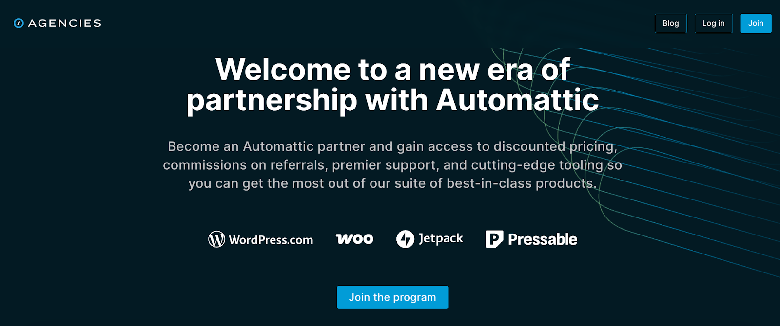 Automattic for Agencies page with a description of the service