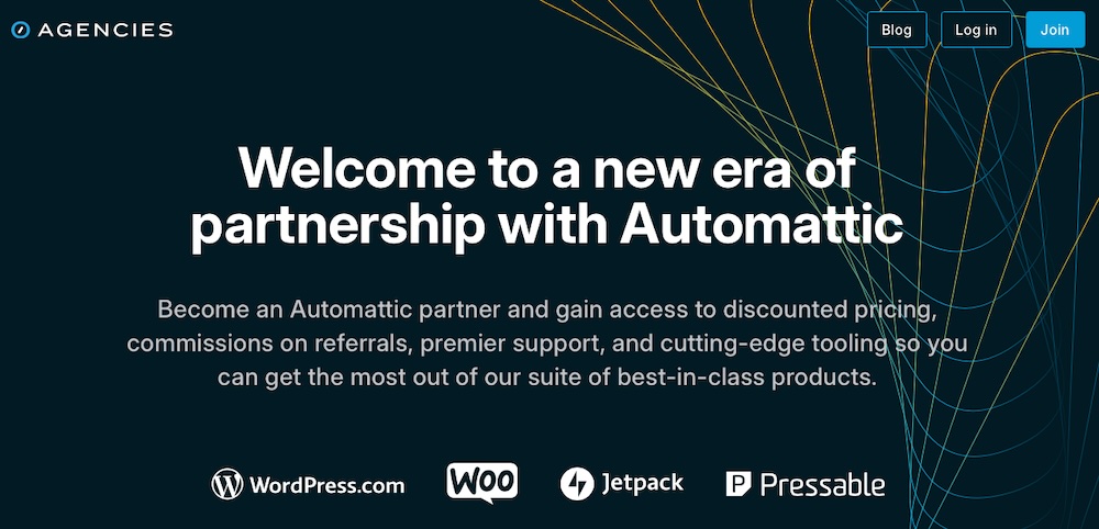 Automattic for Agencies page with logos of brands and the text, "welcome to a new era of partnership with Automattic"