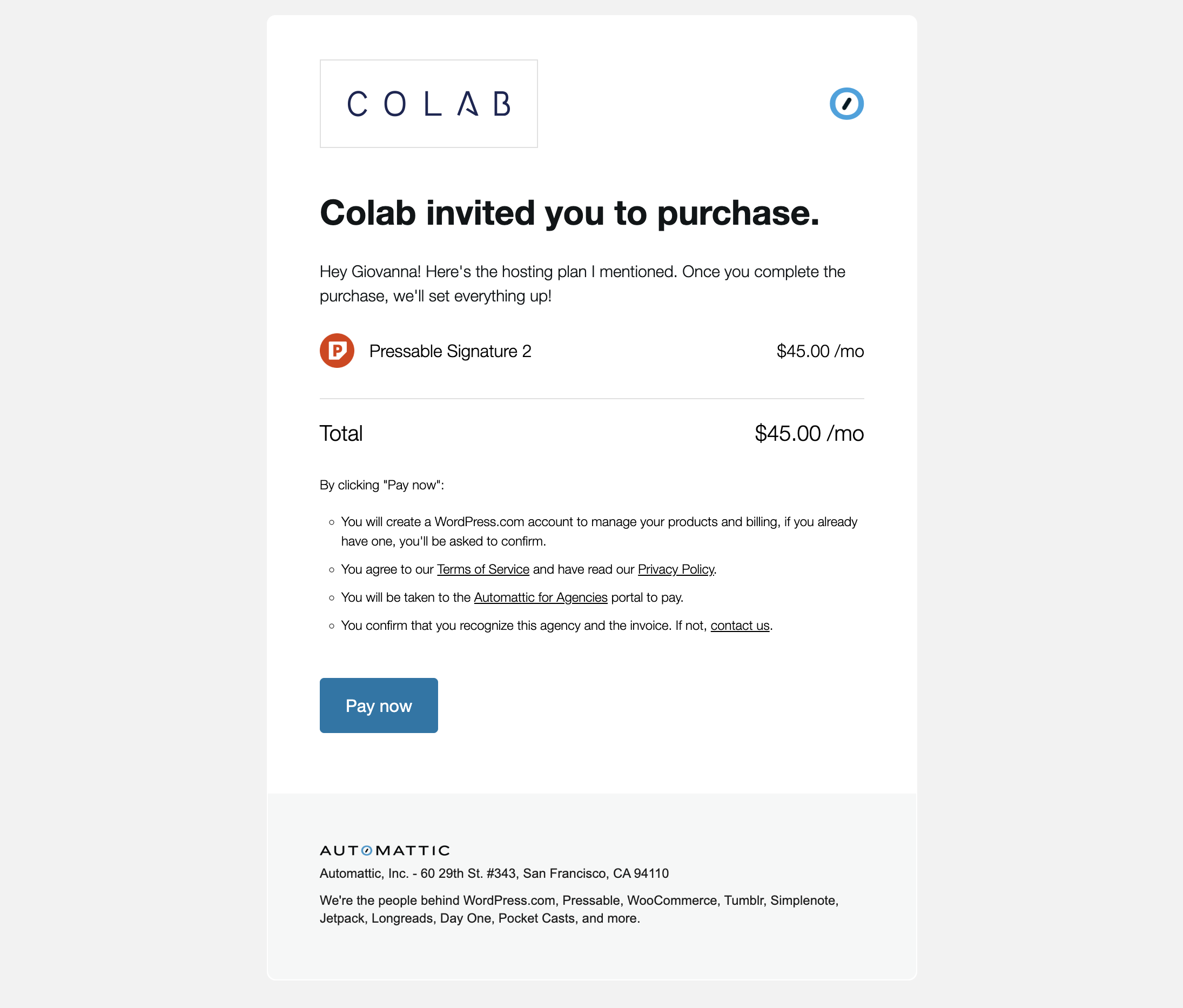 A screenshot of the newly revised referral email invoice with an agency logo. 